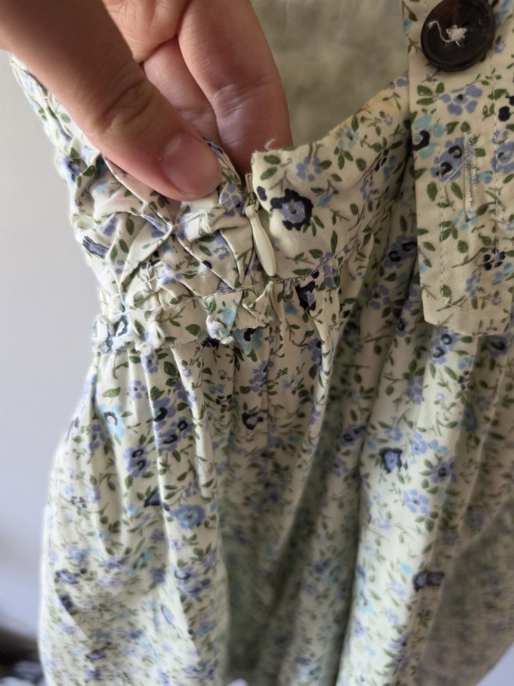 Free People Light Floral Smocked Sundress — Cream with Blue & Green Print - Picture 5 of 6